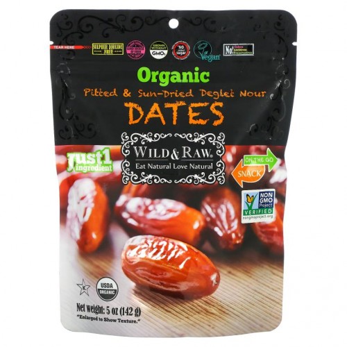Nature's Wild Organic, Wild & Raw, 썬드라이, 씨 없는 유기농 디글렛 누어 대추야자, 142g(5oz)
