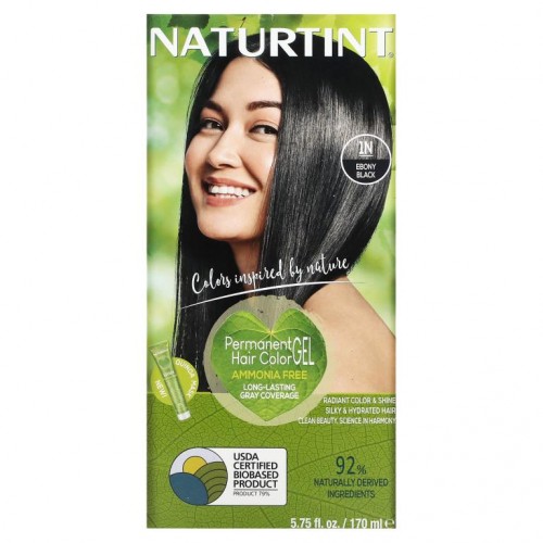 Naturtint, 퍼머넌트 헤어 컬러, 1N 에보니 블랙, 165ml(5.6fl oz)