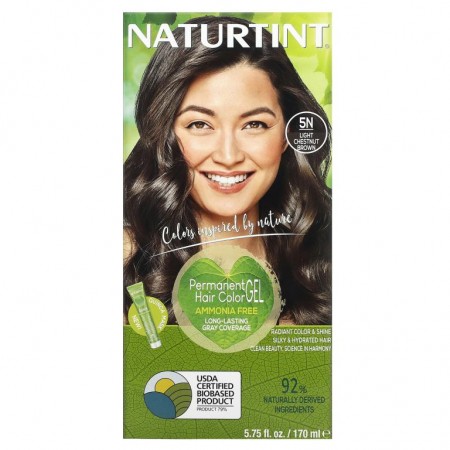 Naturtint, 퍼머넌트 헤어 컬러 젤, 5N 라이트 체스트넛 브라운, 170ml(5.75fl oz)