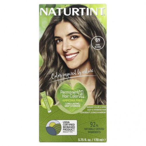 Naturtint, 퍼머넌트 헤어 컬러, 6N 다크 블론드, 165ml(5.6fl oz)
