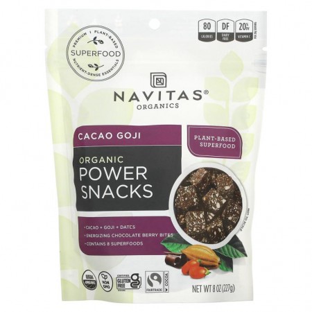 Navitas Organics, 유기농 파워 스낵, 카카오 구기자, 227g(8oz)
