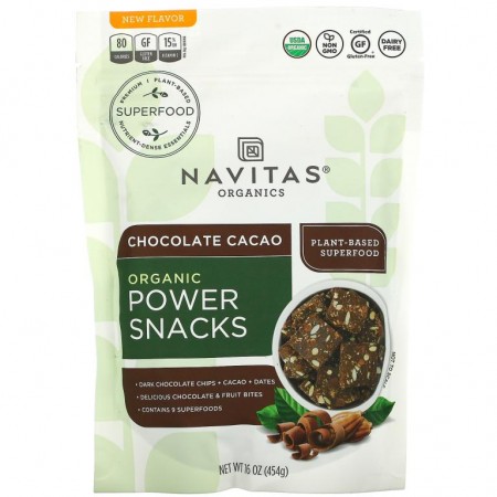 Navitas Organics, Organic Power Snacks, Chocolate Cacao, 16 oz (454 g)