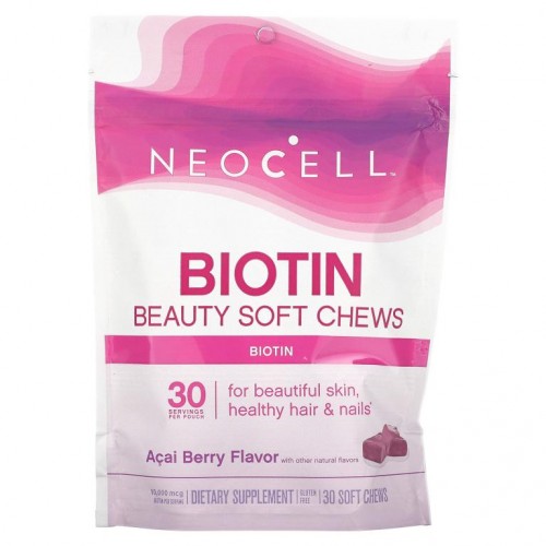 NeoCell, 비오틴, 아사이 베리맛, 10,000 mcg , 소프트츄 30정
