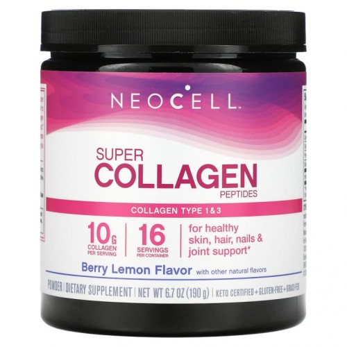 NeoCell, 슈퍼 콜라겐 펩타이드, 1 & 3형, 베리 레몬, 190g(6.7oz)