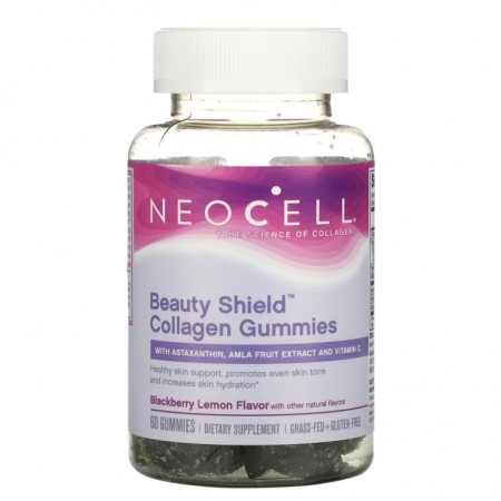 NeoCell, Beauty Shield, 콜라겐 구미젤리, 블랙베리 레몬, 구미젤리 60개