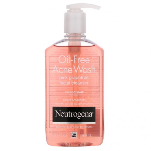 Neutrogena, 오일프리 아크네 워시, 핑크 그레이프프루트 페이셜 클렌저, 269ml(9.1fl oz)