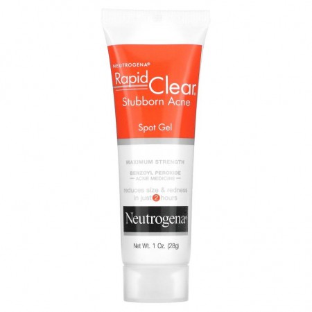 Neutrogena, Rapid Clear, 잘 없어지지 않는 여드름 집중 치료용 젤, 최대 강도, 28g(1oz)