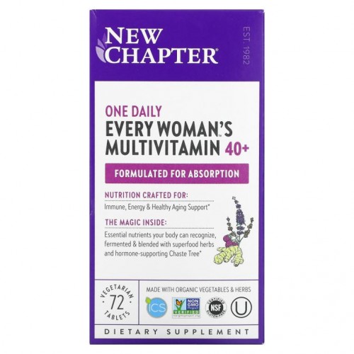 New Chapter, 40+ 에브리 우먼스 원 데일리, 천연 식품 종합비타민, 베지 정제 72정