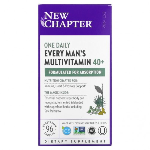 New Chapter, 40세 이상용, Every Man 원 데일리 종합비타민, 베지 정제 96정