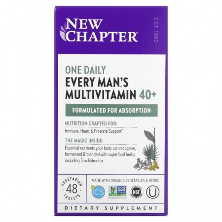 New Chapter, 40세 이상 남성용 Every Man 원 데일리 종합비타민, 베지 정제 48정