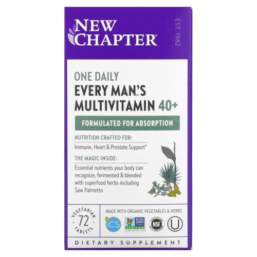 New Chapter, 40+ Every Man 원 데일리 멀티, 베지 정제 72정
