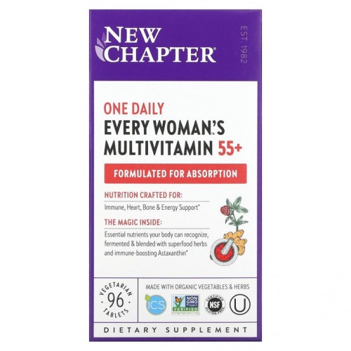 New Chapter, 55세 이상 Every Woman's 원 데일리, 천연 식품 종합비타민, 베지 정제 96정