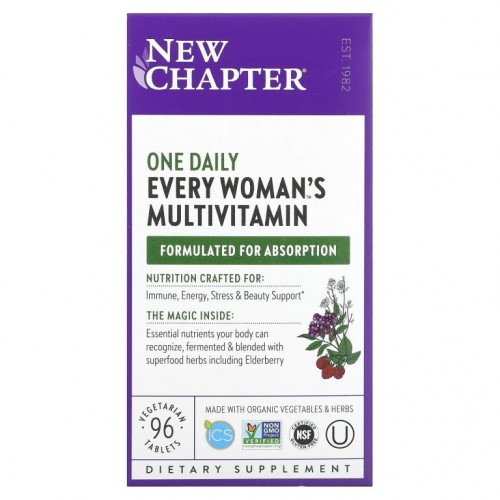 New Chapter, One Daily Every Woman 종합비타민, 베지 정제 96정