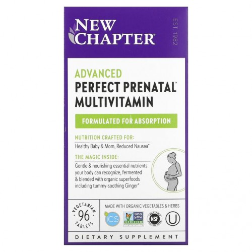 New Chapter, Perfect Prenatal, 종합비타민, 베지 정제 96정