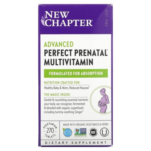 New Chapter, 어드밴스드 Perfect Prenatal 종합비타민, 베지 정제 270정