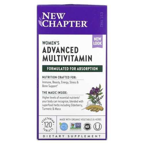 New Chapter, Women's Advanced Multi, 식물성 캡슐 120정