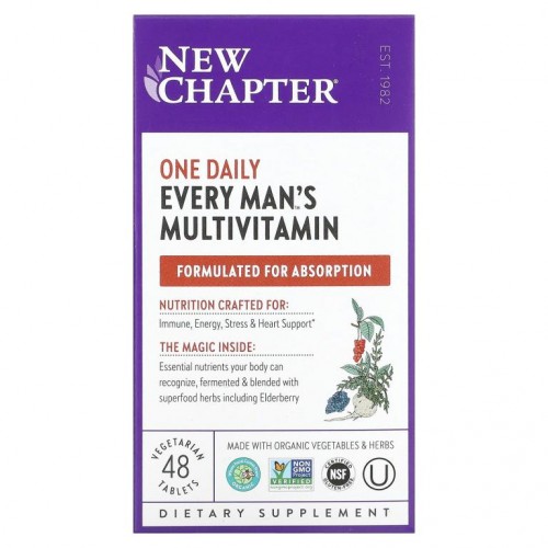 New Chapter, 모든 남성용 종합 비타민 매일 1 회, 48 식물성 정