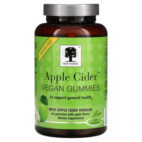 New Nordic, Apple Cider 비건 구미젤리, 사과 맛, 구미젤리 60개