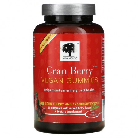 New Nordic, Cran Berry Vegan Gummies, Mixed Berry, 60 Gummies