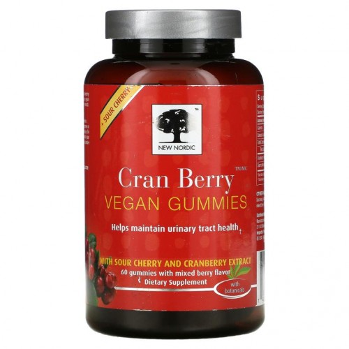 New Nordic, Cran Berry Vegan Gummies, Mixed Berry, 60 Gummies