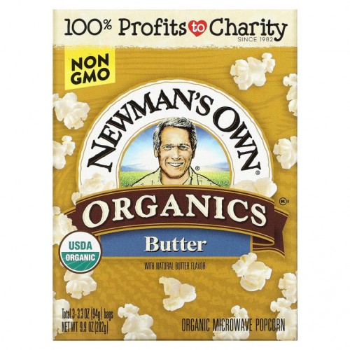 Newman's Own Organics, 전자렌지용 유기농 팝콘, 버터, 3팩, 각 94g(3.3oz)