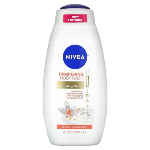 Nivea, 팸퍼링 바디 워시, 여린 난초 및 호박, 591ml(20fl oz)