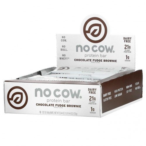 No Cow, 프로틴바, 초콜릿 퍼지 브라우지, 12개입, 각 2.12oz(60g)