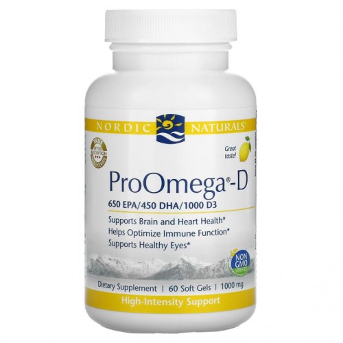 Nordic Naturals, 프로오메가-D, 레몬, 1,000 mg, 60 소프트젤
