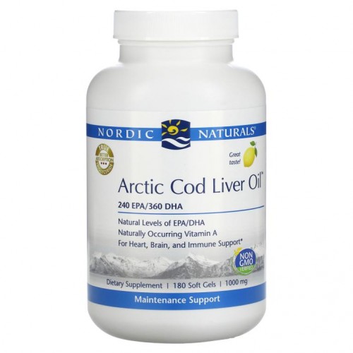 Nordic Naturals, 북극 대구 간유, 레몬, 1,000mg, 소프트젤 180정
