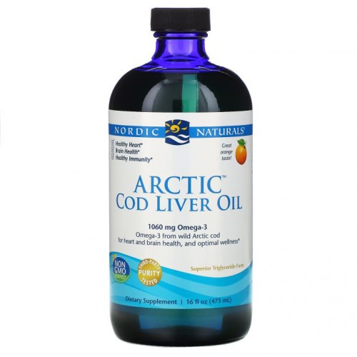 Nordic Naturals, 북극 대구 간유, 오렌지향, 473ml(16fl oz)