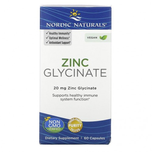 Nordic Naturals, 아연 글리신산, 20mg, 캡슐 60정