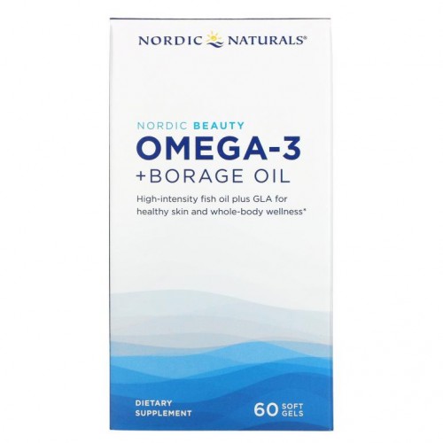 Nordic Naturals, 노르딕 뷰티, 오메가3 + 보리지 오일, 소프트젤 60정