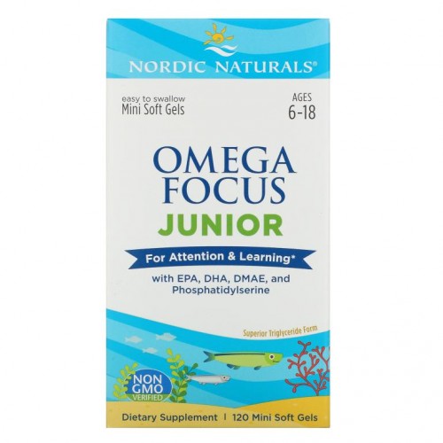 Nordic Naturals, 오메가 포커스 주니어, 만 6~18세, 미니 소프트젤 120정