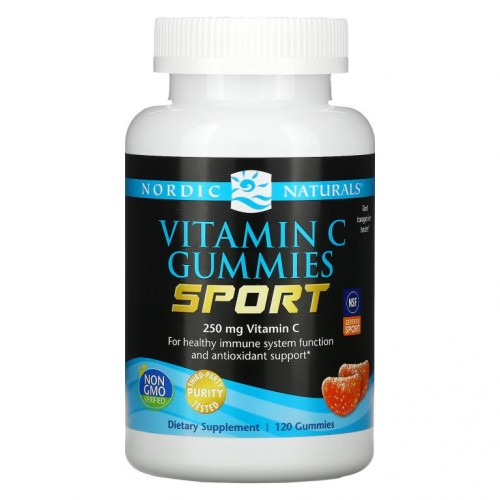 Nordic Naturals, 스포츠, 비타민C 구미젤리, 타르트 귤 맛, 125mg, 구미젤리 120개