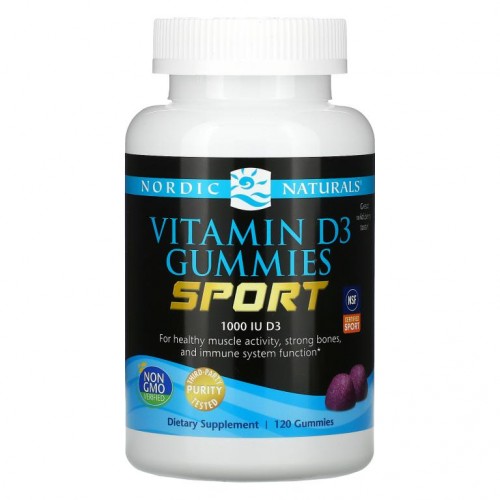 Nordic Naturals, 스포츠, 비타민D3 구미젤리, 야생 베리, 1,000IU, 120개