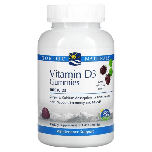Nordic Naturals, 비타민D3, 야생 베리, 1,000IU, 구미젤리 120개