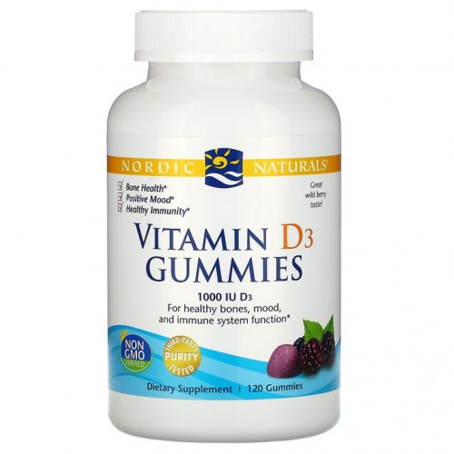 Nordic Naturals, 비타민D3 구미젤리, 야생 베리, 1,000IU, 구미젤리 120개