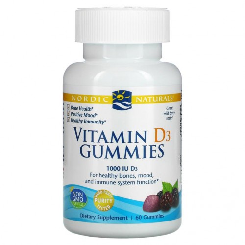 Nordic Naturals, 비타민 D3 구미, 야생 베리, 1,000 IU, 60 구미 젤리