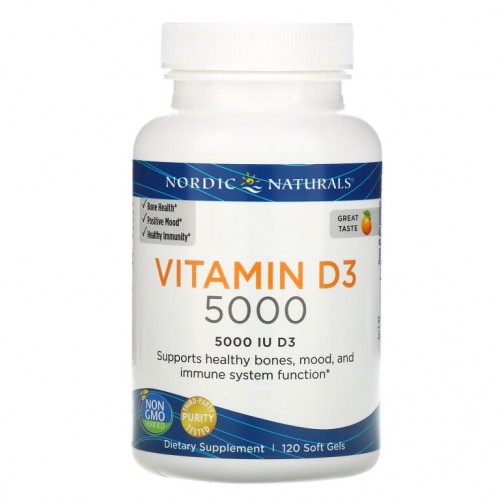 Nordic Naturals, 비타민D3 5000, 오렌지, 5,000IU, 소프트젤 120정