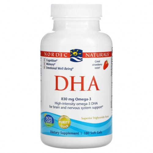 Nordic Naturals, DHA, 스트로베리, 415mg, 소프트젤 180정