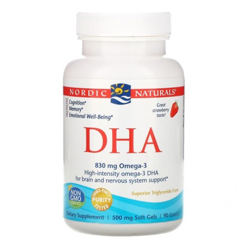 Nordic Naturals, DHA, 딸기맛, 415mg, 소프트젤 90정
