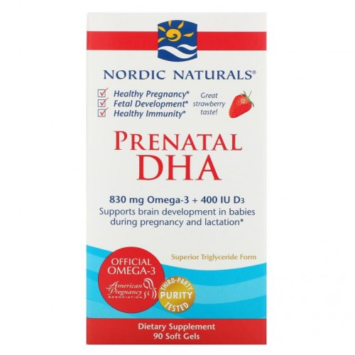 Nordic Naturals, 태아 DHA, 딸기, 500mg, 90 소프트 젤