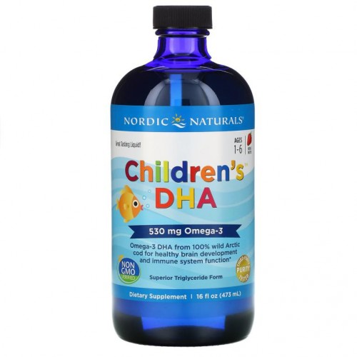 Nordic Naturals, 어린이용 DHA, 만 1~6세, 딸기, 530mg, 473ml(16fl oz)