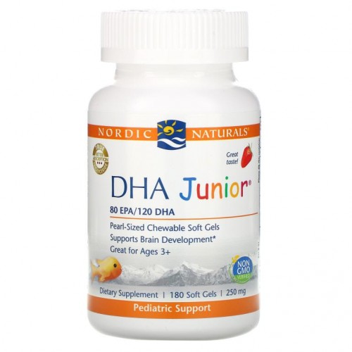 Nordic Naturals, DHA Junior, 만 3세 이상용, 딸기, 62.5 mg, 소프트젤 180정