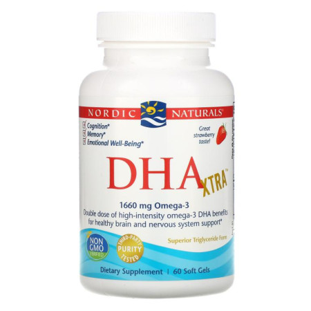 Nordic Naturals, DHA Xtra, 딸기, 830 mg, 소프트젤 60정