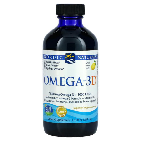 Nordic Naturals, Omega-3D, 레몬, 237ml(8fl oz)