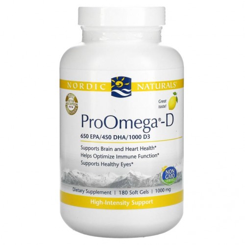 Nordic Naturals, ProOmega-D, 레몬, 1,000mg, 소프트젤 180정