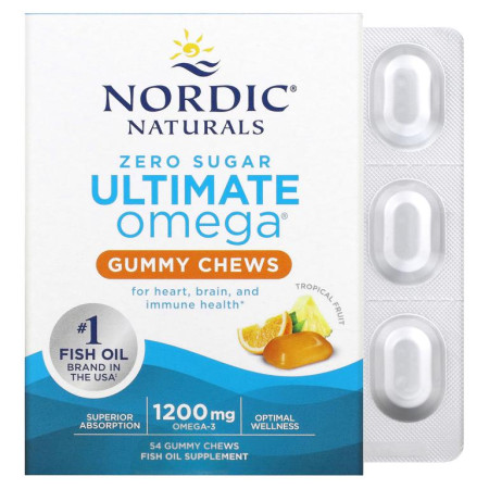 Nordic Naturals, Ultimate Omega, 트로피컬 과일, 600mg, 구미젤리 츄 54개