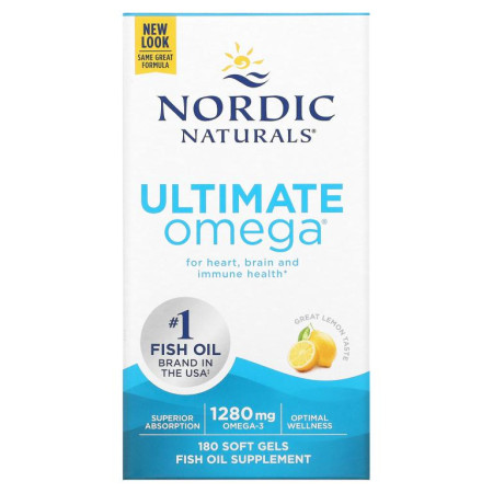 Nordic Naturals, Ultimate Omega, 레몬 맛, 640mg, 소프트젤 180정