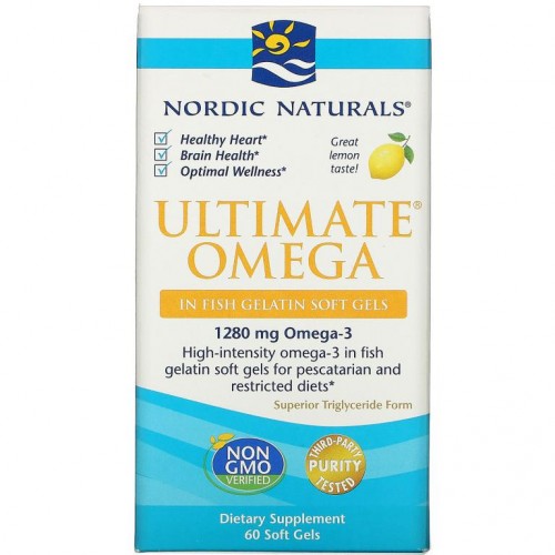 Nordic Naturals, Ultimate Omega, 레몬 맛, 640mg, 소프트젤 60정